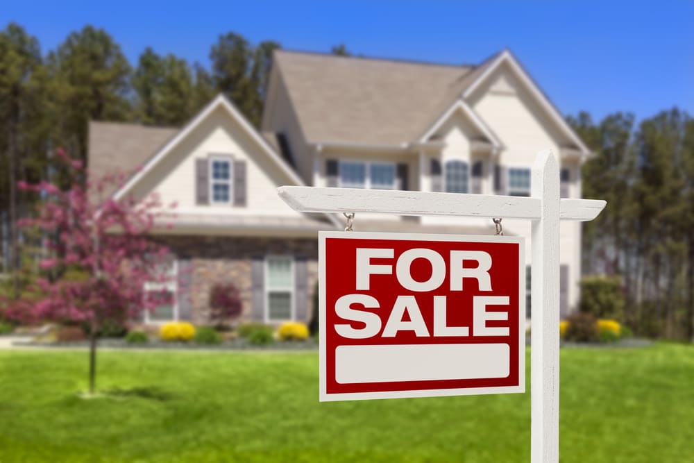 Home,For,Sale,Real,Estate,Sign,And,Beautiful,New,House. house for sale